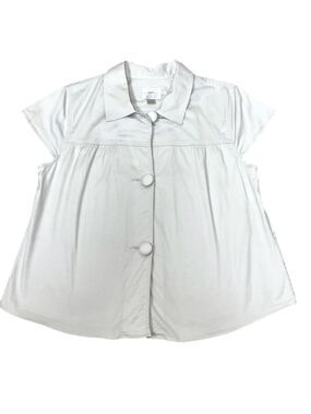 Christopher & Banks Short Sleeve Cap Sleeve Large Button Beige Top Shirt - Large